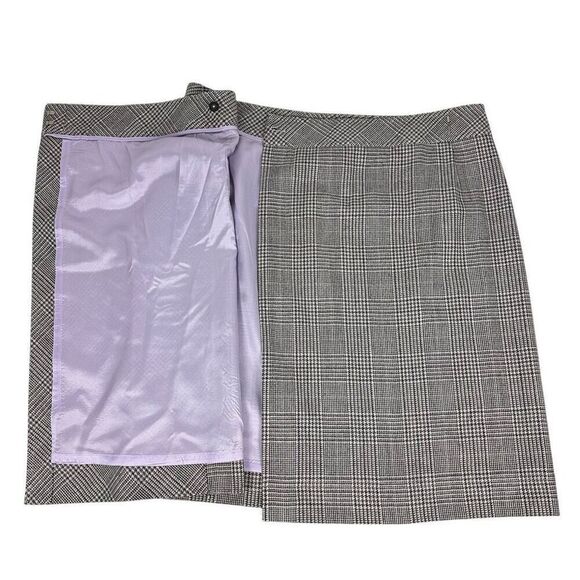 Brooks Brothers Wrap Skirt size 16 Black Purple Plaid - Picture 3 of 9